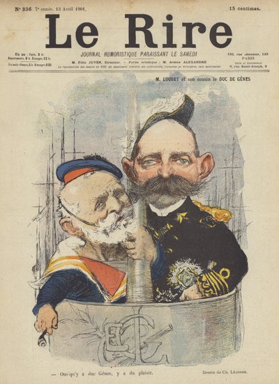 Loubet és unokatestvére, a Duc De Genes, illusztráció a Le Rire számára alkotó: Charles Leandre