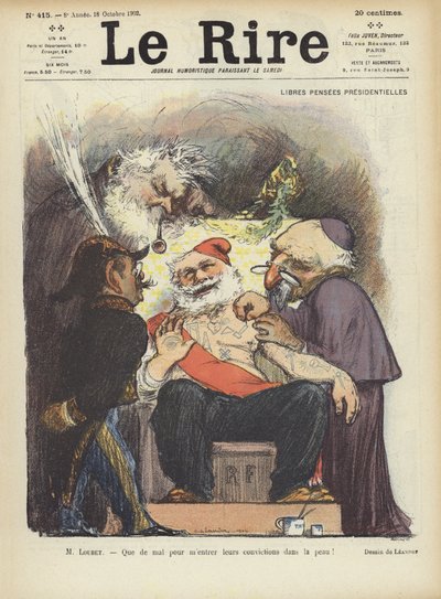 Loubet francia elnököt tetoválták. Illusztráció Le Rire alkotó: Charles Leandre