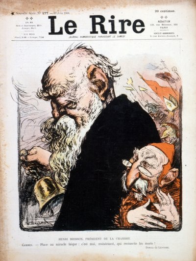 Eugene Henri Brisson szatirikus illusztrációja a Le Rire 1906 borítójáról (metszet) alkotó: Charles Leandre