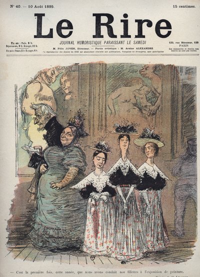 Idén először vezettük el lányainkat a festménykiállításra – Charles Leandre (1862-1934) karikatúrája a „Le Rire”-ben augusztus 10-én. alkotó: Charles Leandre