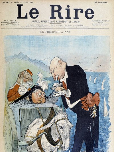 Victoria és Félix Faure Nizzában – Léandre, a „Le Rire” című filmben, 1898.04.23. alkotó: Charles Leandre