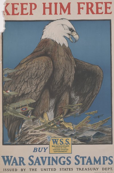 Tartsa szabadon, vásároljon háborús takarékbélyegeket, amelyeket az Egyesült Államok Pénzügyminisztériuma bocsátott ki. alkotó: Charles Livingston Bull