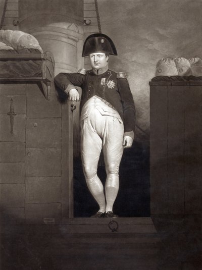 Napóleon Bonaparte a HMS Bellerophon folyosóján, miután elérte Plymouth Soundot 1815 augusztusában, vésette Charles Turner alkotó: Charles Lock Eastlake