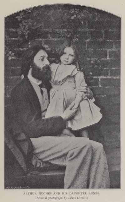 Arthur Hughes és lánya, Ágnes (f/w fotó) alkotó: Charles Lutwidge Dodgson