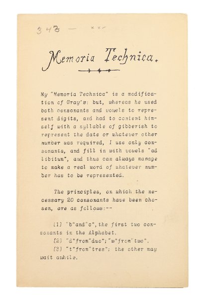 Memoria Technica, Oxford alkotó: Charles Lutwidge Dodgson