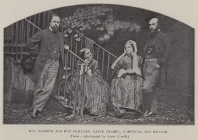 Rossetti asszony és gyermekei Dante Gabriel, Christina és William (f/w fotó) alkotó: Charles Lutwidge Dodgson