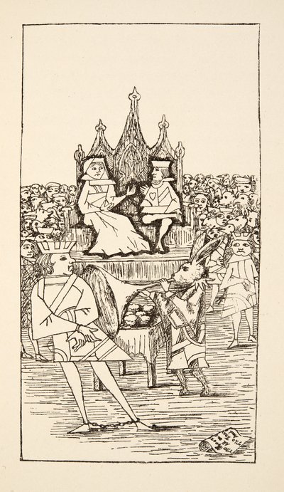 Trial of the Knave of Hearts, illusztráció: Alice Adventures Under Ground, pub. 1886 (fax) alkotó: Charles Lutwidge Dodgson