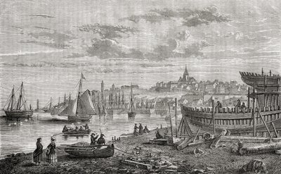 Granville, Franciaország, a 18. században, Louis Blanc (1811-82) "Histoire de la Revolution Francaise" című művéből, LeBreton metszete, 1847-62 alkotó: Charles-Marie Bouton