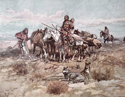 Native Americans Plains People mozgó tábor alkotó: Charles Marion Russell