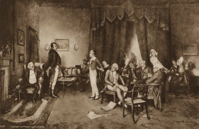 Robert Burns és Sir Walter Scott találkozója, Edinburgh (litho) alkotó: Charles Martin (after) Hardie