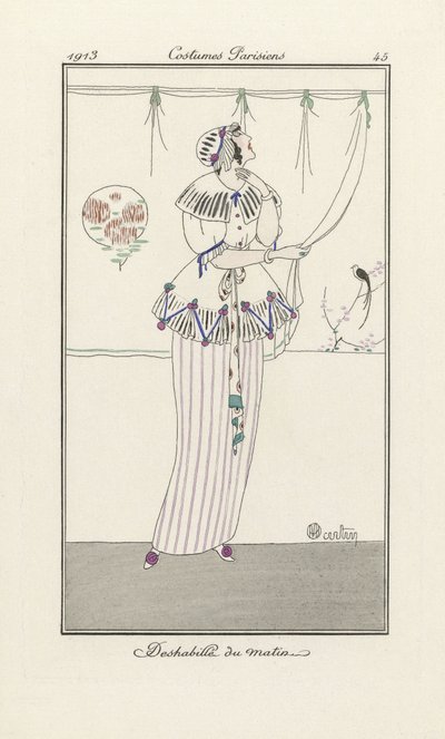 Reggeli negligee, Costumes Parisien, pub.1913 (stencilnyomat) alkotó: Charles Martin