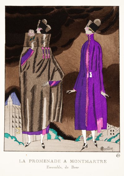 La Promenade a Montmartre, a divattányérok gyűjteményéből, 1920 (pochoir print) alkotó: Charles Martin