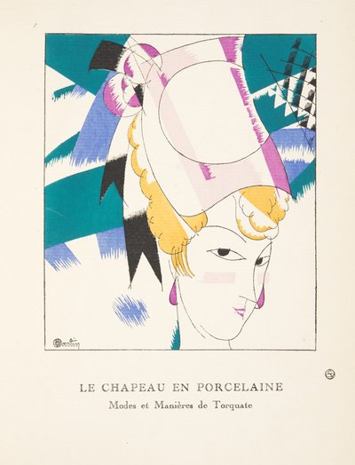 A porcelánkalap, divattányérok gyűjteményéből, 1920 (stencilnyomat) alkotó: Charles Martin