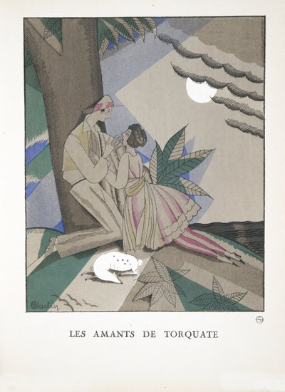 Les Amants de Torquate, a divatlapok gyűjteményéből, 1921 (stencilnyomat) alkotó: Charles Martin