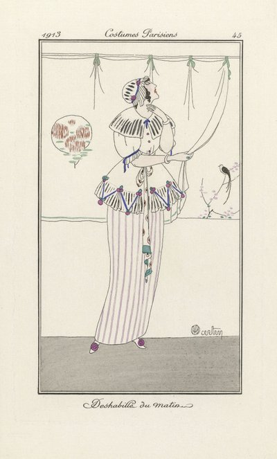 Reggeli ruha, a Costumes Parisiens-től, kocsma. 1913 (sablonnyomat) alkotó: Charles Martin