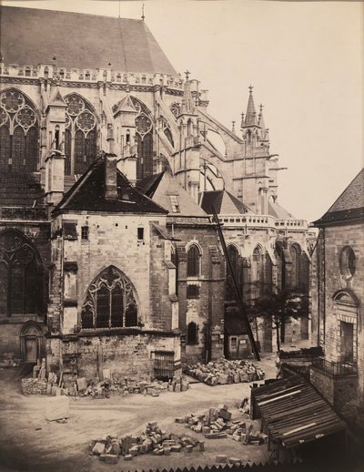 A troyes-i katedrális keleti vége restaurálás alatt, Franciaország alkotó: Charles Marville