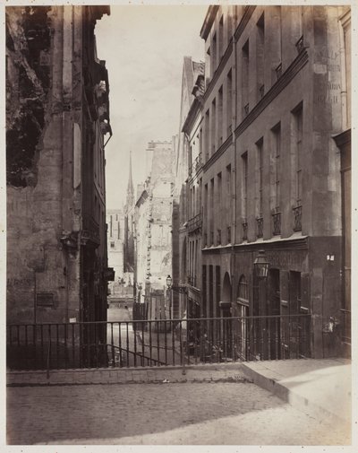 Rue Jean-de-Beauvais. Kilátás a Rue des Écoles felől a felújítás alatt álló Boulevard Saint-Germain irányába alkotó: Charles Marville