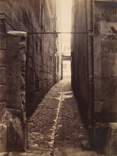 Rue du Chat-qui-Pêche a Rue de la Huchette-től, kb. 1868. alkotó: Charles Marville