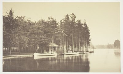 Cím nélkül, c. 1850. [Csónak a Bois de Boulogne-i tavon, egy párizsi park]. alkotó: Charles Marville