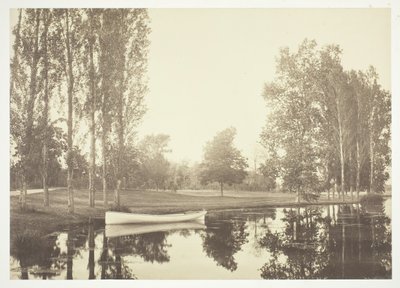 Cím nélkül, c. 1850. [Csónak a Bois de Boulogne-i tavon, egy párizsi park]. alkotó: Charles Marville
