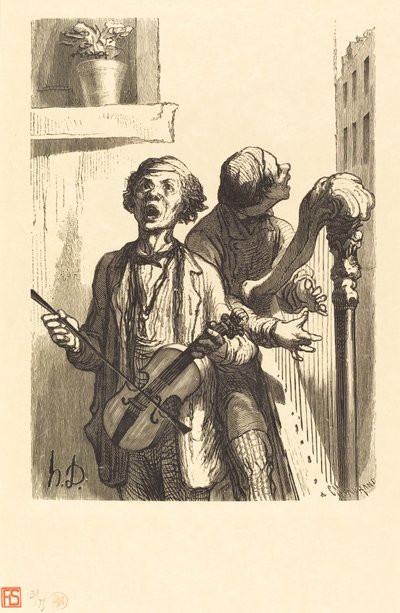 Az utcai énekesek alkotó: Charles Maurand after Honoré Daumier