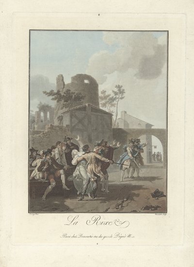 A vita La Rixe (cím az objektumon) alkotó: Charles Melchior Descourtis