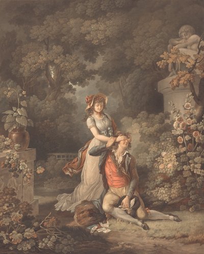 A meglepett szerető. alkotó: Charles Melchior Descourtis