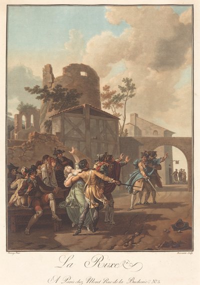 La Rixe A verekedés c. 1792. alkotó: Charles Melchior Descourtis