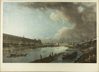 Kilátás a Tuileriákra, a Louvre-ra és a Pont Neuf-ra alkotó: Charles Melchior Descourtis