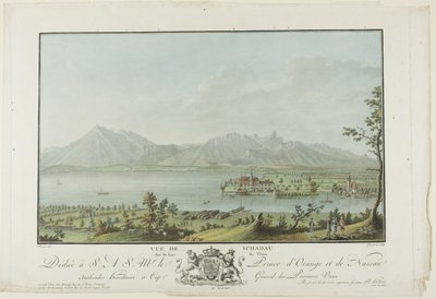 Kilátás Schadauból a Thun-tóra alkotó: Charles Melchior Descourtis