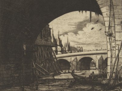 Archway, Pont Notre-Dame, Párizs, 1853. alkotó: Charles Meryon