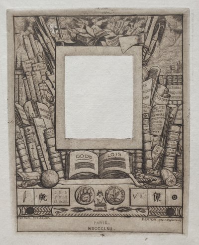Tervezés Armand Guéraud portréjának keretéhez alkotó: Charles Meryon