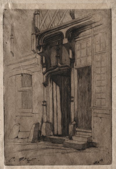 Egy ősi kolostor ajtaja a Rue Mirabeau-ban, Bourges alkotó: Charles Meryon