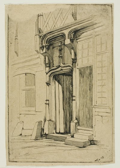 Egy ősi kolostor ajtaja a rue Mirabeau-ban, Bourges alkotó: Charles Meryon