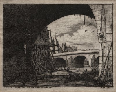 Párizs rézkarcai: A Notre Dame híd íve alkotó: Charles Meryon