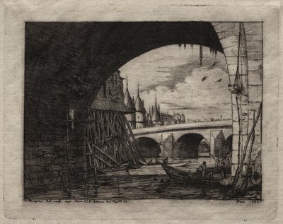Párizs rézkarcai: A Notre Dame híd íve alkotó: Charles Meryon