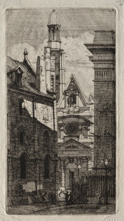 Párizs rézkarcai: Hegyi Szent István-templom alkotó: Charles Meryon