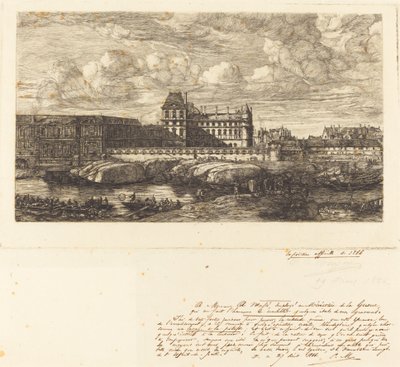 A régi Louvre, Zeeman festményéből, 1651 alkotó: Charles Meryon