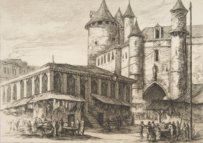 Le Grand Châtelet Grand Châtelet, Párizs 1780 körül, egy korábbi rajz, 1861 után. alkotó: Charles Meryon