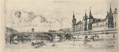 Le Pont-Au-Change 2. állam, 6 18 x 13 116 hüvelyk, 1854, 1927 alkotó: Charles Meryon