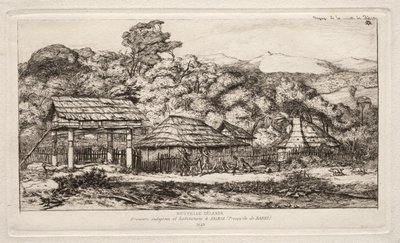 Natív pajták és kunyhók Akaroában, Banks-félszigeten, 1845, 1865. alkotó: Charles Meryon
