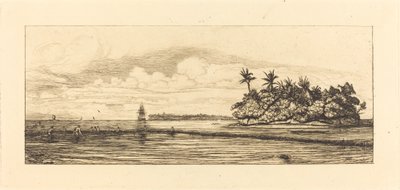 Óceánia, szigetek Uveában (Wallis); Peche aux palmes, 1845 (Óceánia: halászat, közeli pálmaszigetek az Uea-ban vagy a Wallis-csoportban) alkotó: Charles Meryon