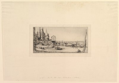 Pont-au-Change gyaloghíd, az 1621-es tűzvész után A gyaloghíd ideiglenesen felváltotta..., 1860. alkotó: Charles Meryon