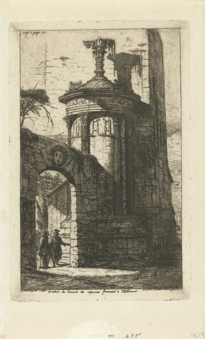Kapu az athéni francia kapucinusok kolostorának bejáratánál Entrée du convent des Capucins Francais a Athenes (cím a tárgyon) alkotó: Charles Meryon