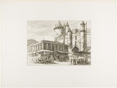 A Grand Châtelet, Párizs, kb. 1780, egy korábbi rajz után alkotó: Charles Meryon