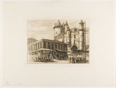 A Grand Châtelet, Párizs, kb. 1780, egy korábbi rajz után alkotó: Charles Meryon