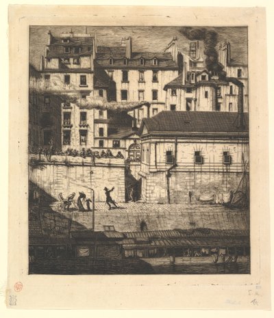 A halottasház, Paris La Morgue, 1854. alkotó: Charles Meryon