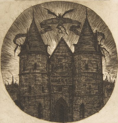 A Palais de Justice régi kapuja, Párizs, 1854. alkotó: Charles Meryon