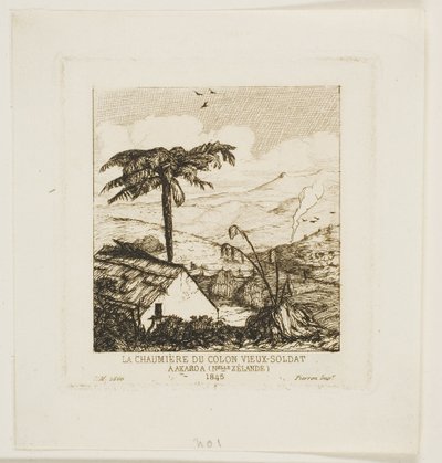 Az öreg katona tetőfedő háza, Akaroa, 1845 alkotó: Charles Meryon