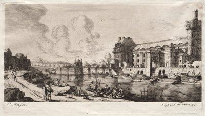 A Pavillon de Mademoiselle és a Louvre egy része alkotó: Charles Meryon